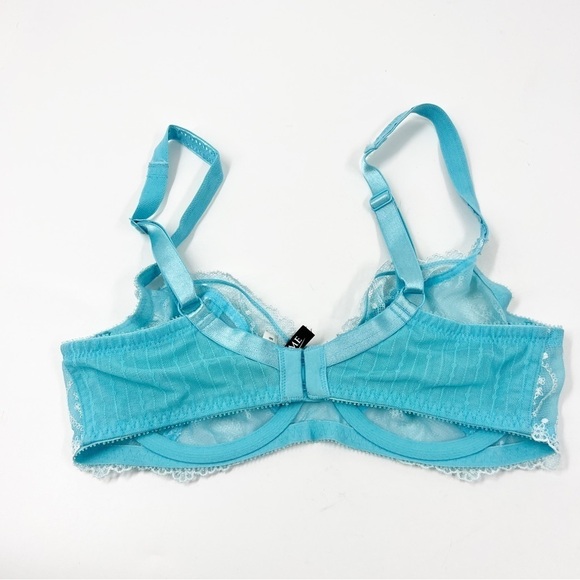 ✅ ADORE ME TURQUOISE AND WHITE LACE BRA WITH UNDERWIRE SIZE 34D - Picture 5 of 7